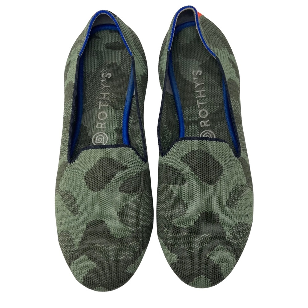 Rothy's The Loafer Olive Camo Printed Knit Fabric Slip On Flats Womens Sz 10